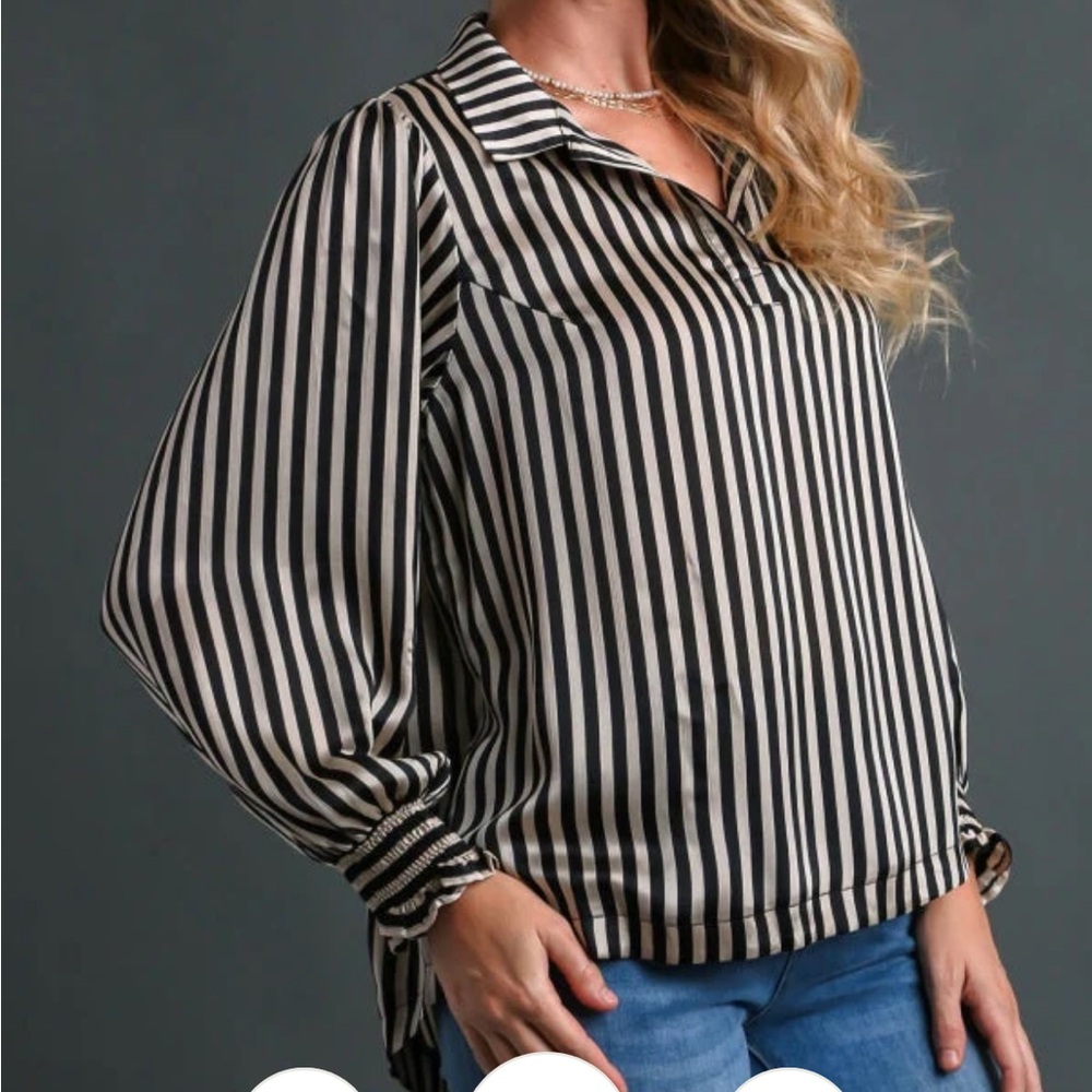 Infer Brand, Black and White Striped Blouse
